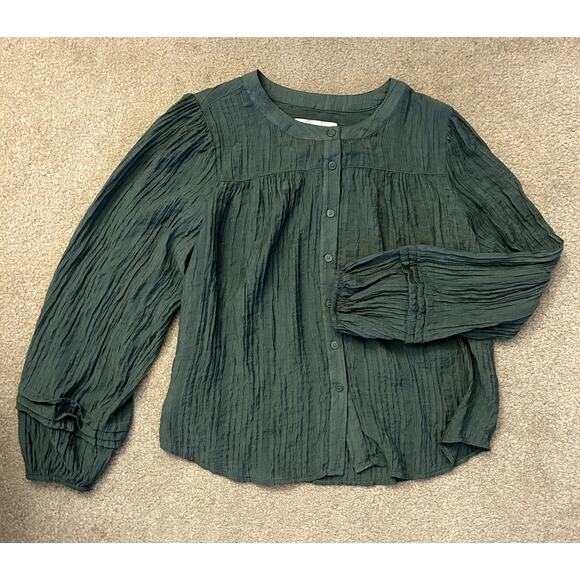 Loft Women´s Pleated Sleeve Rustic Bohemian Romance Blouse Size L - Picture 7 of 10